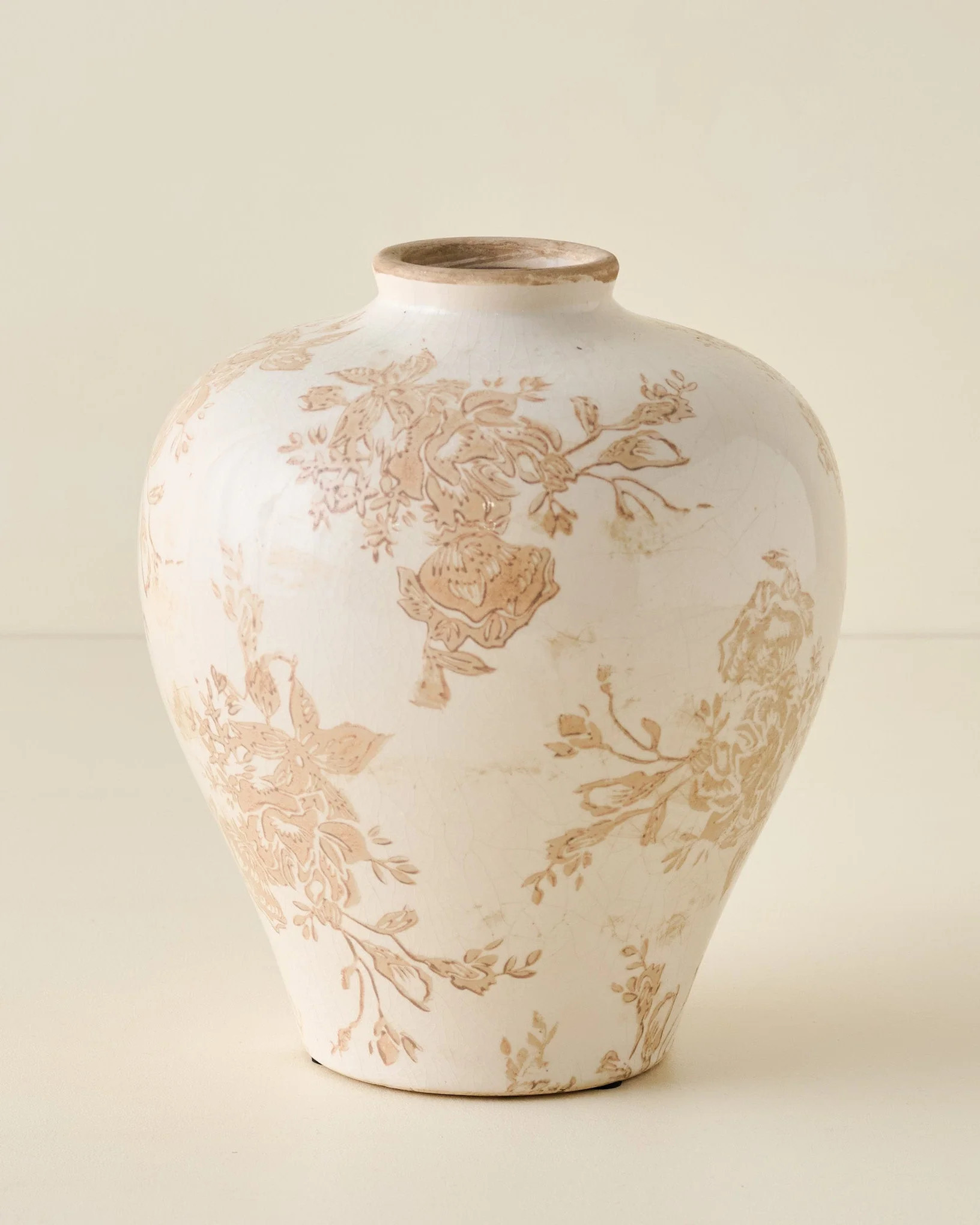 Taupe Distressed Floral Vase | Magnolia
