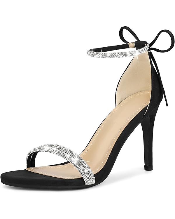 Perphy Rhinestone Ankle Tie Stiletto Heels Sandals for Women | Amazon (US)
