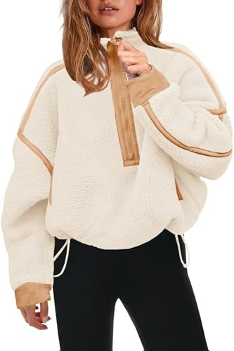 Panadila Womens Half Zip Sherpa Fleece Pullover Soft Oversized Sweatshirt with Pockets Warm Fuzzy... | Amazon (US)