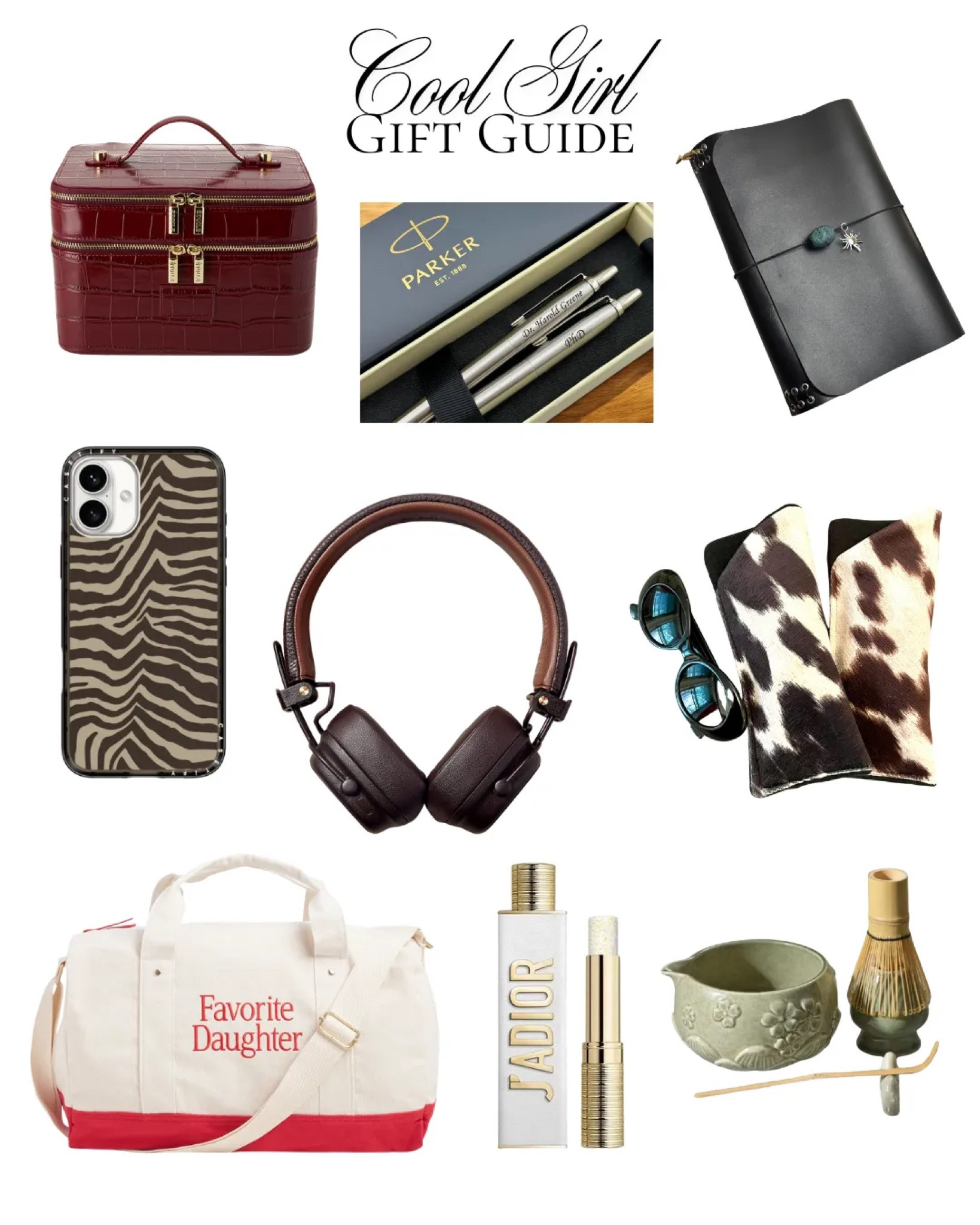 2025 cool girl gift guide for the holidays: gifts for the coolest girl in your life! Shop these chic and trendy gifts including croc embossed vanity case, leather journal, cow print glasses case, matcha bowl, door solid perfume, and more! These chic gift ideas for her are unique and perfect for your bestie! … For more links to christmas tablescape, perfume, area rug finds, puffer vest styles, follow me on LTK! ✨

#LTKHoliday #LTKFindsUnder100 #LTKGiftGuide