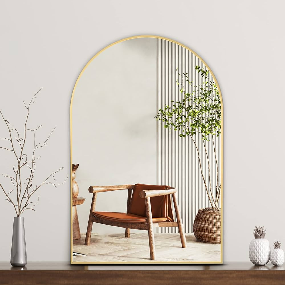 COFENY Arched Mirror, 24"x36" Gold Bathroom Mirror with Metal Frame, Wall Mounted Mirrors Decor M... | Amazon (US)