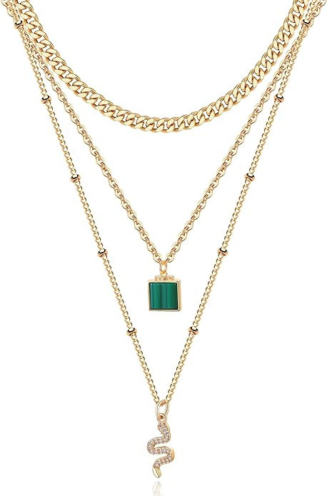 MJartoria Gold Layered Necklaces for Women Trendy Retro Coin Pendant Gold Necklace Dainty Chunky ... | Amazon (US)