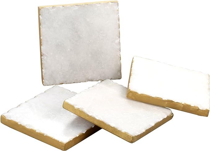 Thirstystone Square White Marble/Gold Edged Coasters, All Natural Stone With Non-Slip Foam Backin... | Amazon (US)