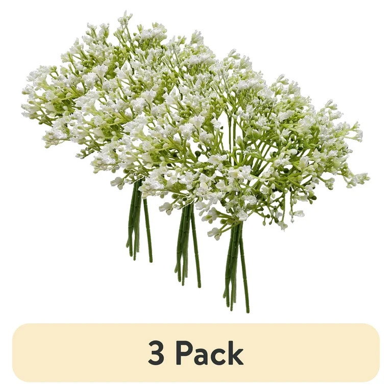 (3 pack) Mainstays 12 inch Artificial Baby's Breath Flower Pick, White Color. Indoor Use. - Walma... | Walmart (US)