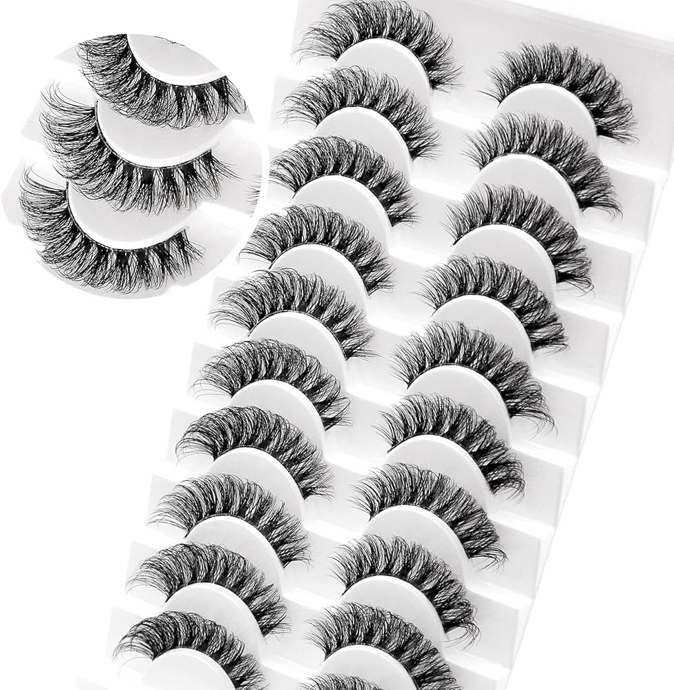 Veleasha Russian Strip Lashes with Clear Band Looks Like Eyelash Extensions D Curl Lash Strips 10... | Amazon (US)