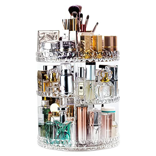 DreamGenius Makeup Organizer, 360 Degree Rotating Perfume Organizer, Adjustable Makeup organizers and storage with 3 Layers, Fits Makeup Brushes Lipsticks and Jewelry, Clear Acrylic | Amazon (US)