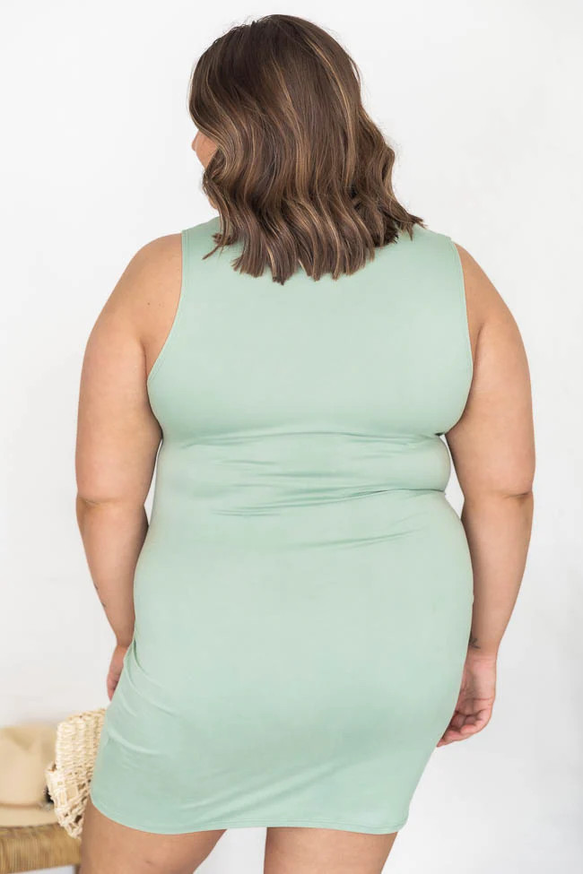 Living For It Sage Bodycon Tank Dress FINAL SALE | Pink Lily