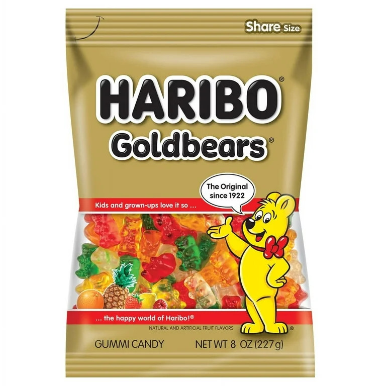 HARIBO Goldbears Gummy Bears Original Assorted Fruit Flavor Candy Gummies, 8 oz, Share Size Bag | Walmart (US)