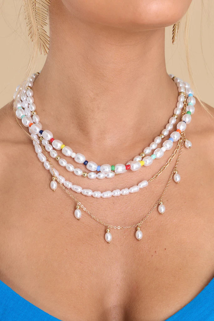 Lost In A Daydream Pearl Layered Necklace | Red Dress 