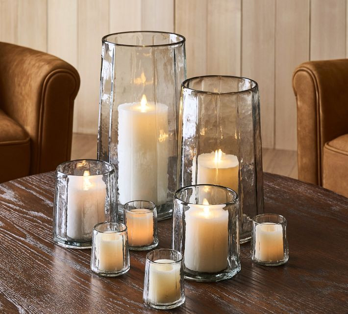 Hammered Cafe Recycled Hurricane, Small Votive, Clear | Pottery Barn (US)