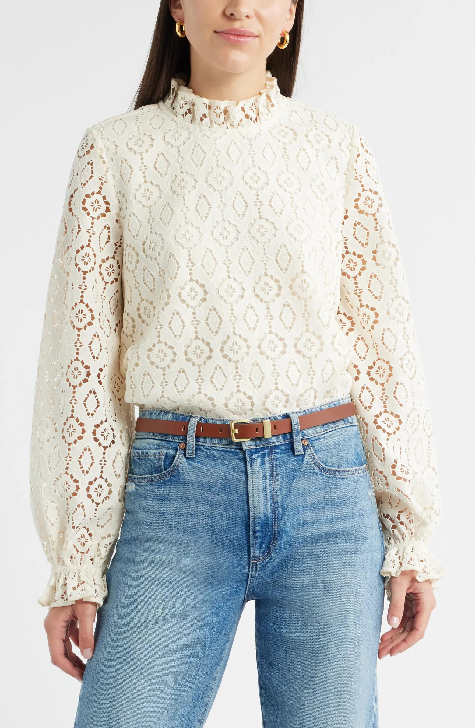 Caslon® Ruffle Lace Top | Nordstrom | Nordstrom