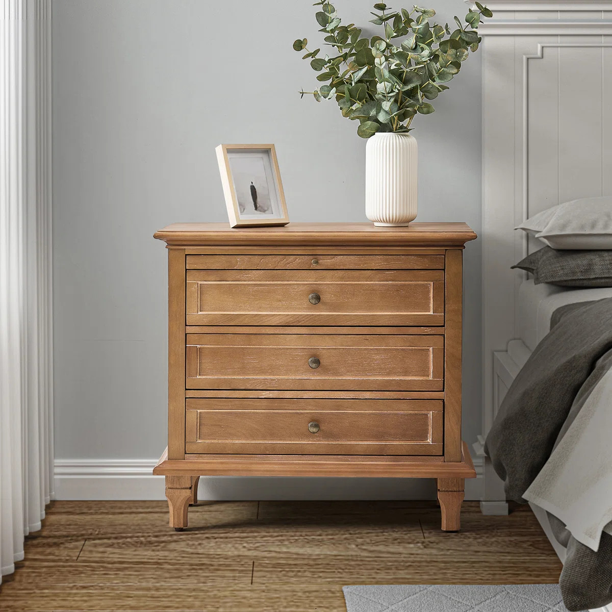 Lark Manor™ Arthelia Traditional 28.37''W 3-Drawer Nightstand with Charging Station and Pull-ou... | Wayfair North America