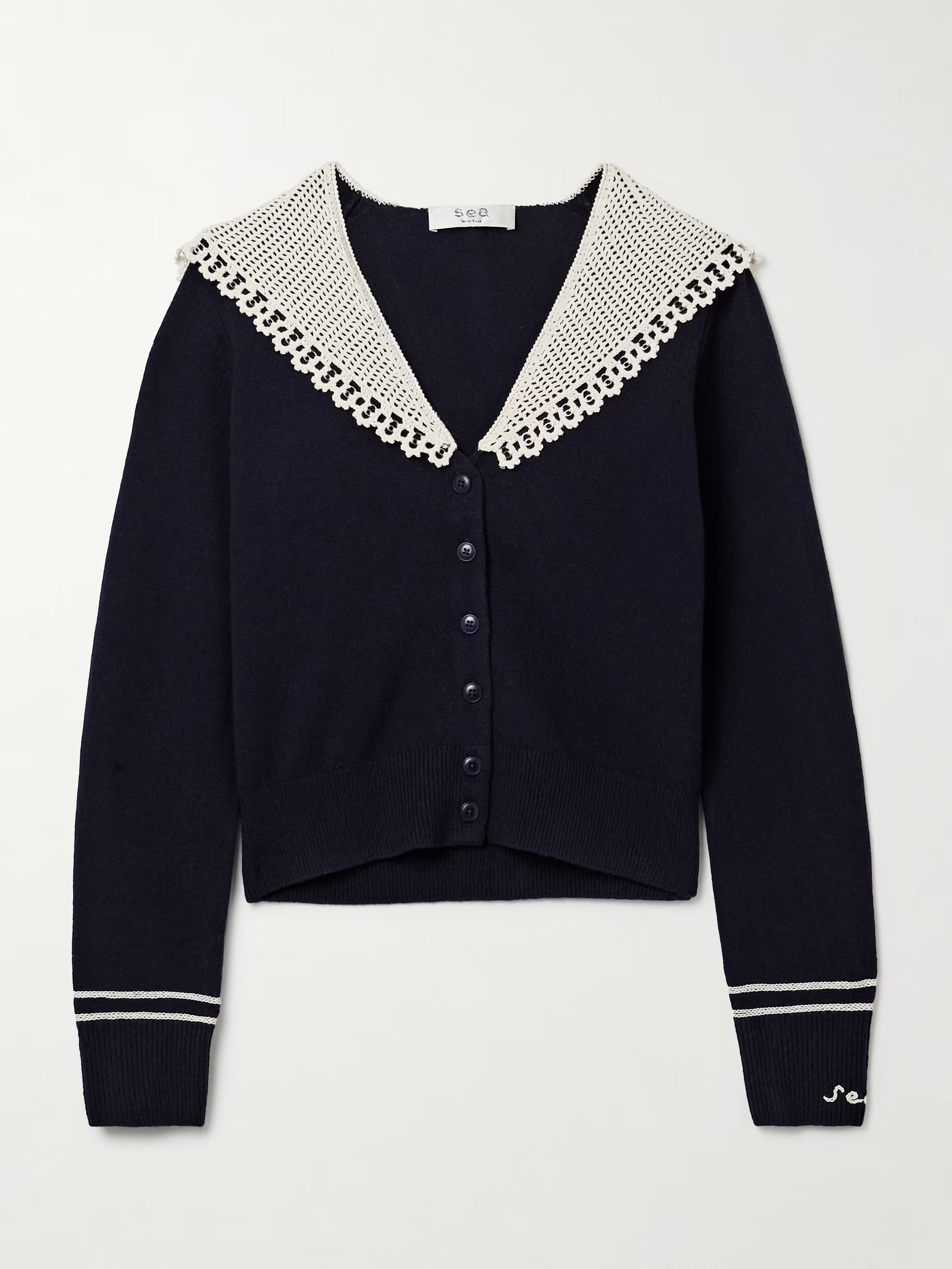 Marie crocheted cotton-trimmed merino wool cardigan | NET-A-PORTER (US)
