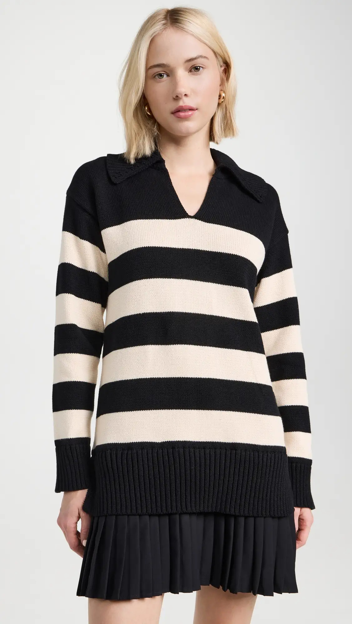 English Factory Mixed Media Stripe Pleated Mini Dress | Shopbop | Shopbop