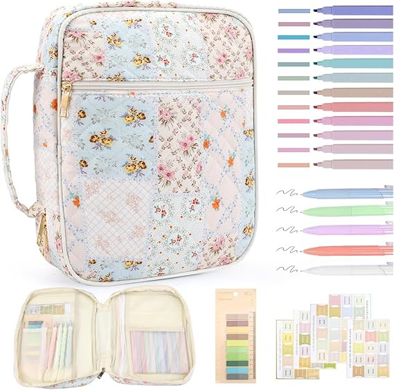 Zkptops Bible Cover Case for Women Girls Large Bible Bag Cotton Quilted Floral Bible Carrying Cas... | Amazon (US)