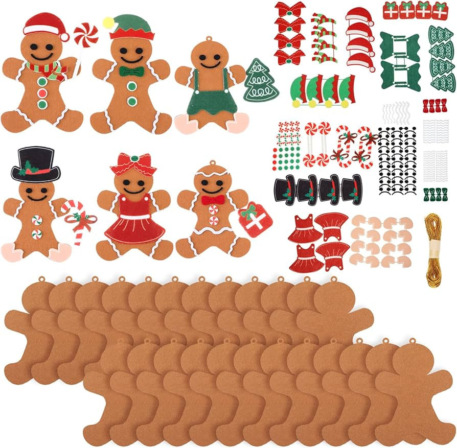 24 Pcs Christmas DIY Felt Gingerbread Man Craft for Kids Gingerbread Man Ornament Ginger Bread Me... | Amazon (US)