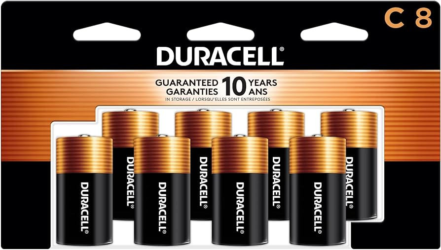 Duracell Coppertop C Batteries, 8 Count Pack, C Battery with Long-lasting Power, All-Purpose Alka... | Amazon (US)
