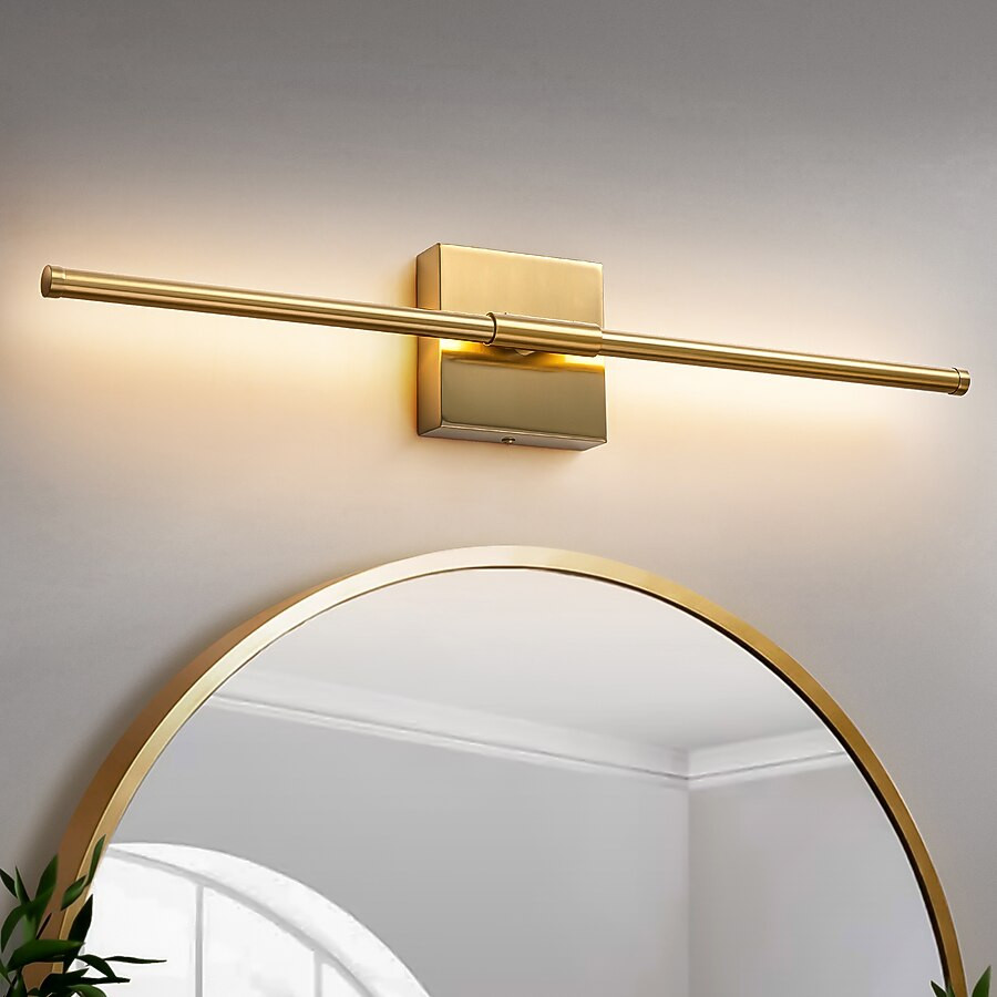 Rennnsan Aidan 23.6-in W 1 -Light Brushed Gold Integrated LED Wall Sconce | Lowe's