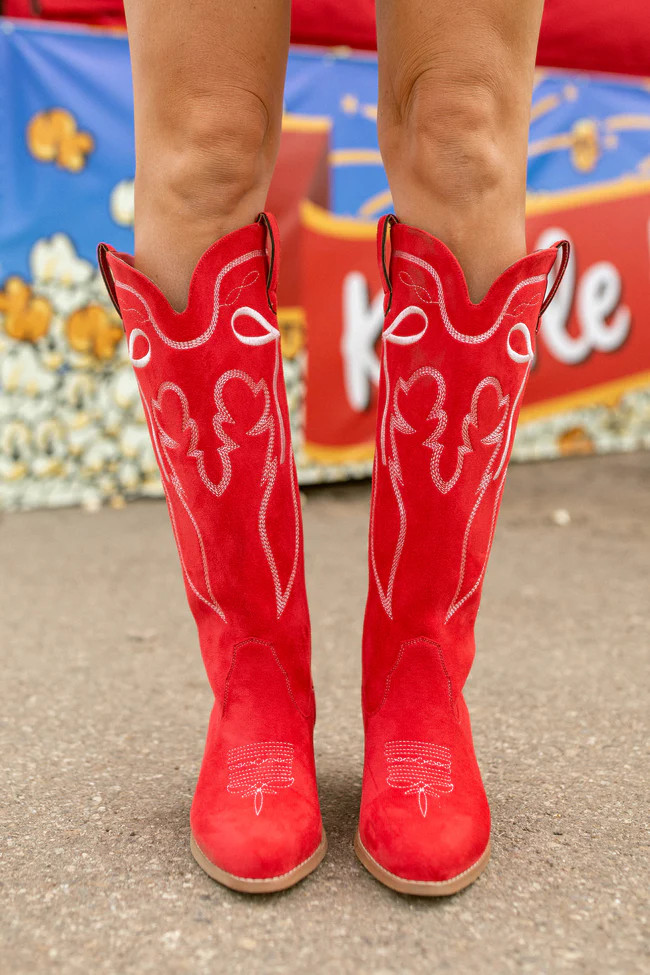 Boss Bow Red Boots | Pink Lily