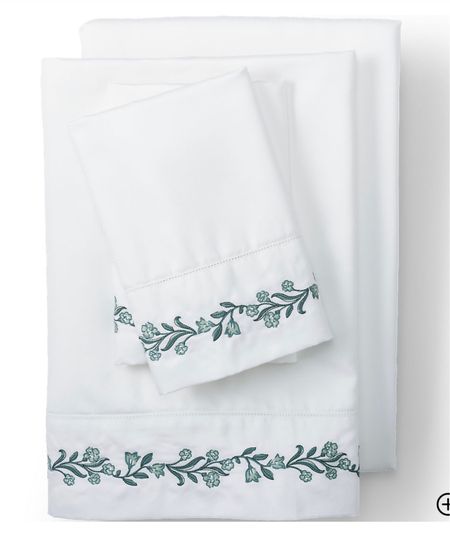 700 thread count luxe supreme sheets with green embroidered trim 

#LTKhome