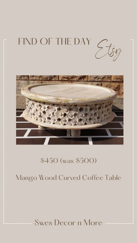 Find of the day…unique curved mango wood coffee table, now 10% off!

#coffeetable #woodfurniture #roundfurniture #roundtable #whitewashed

#LTKSeasonal #LTKsalealert #LTKhome