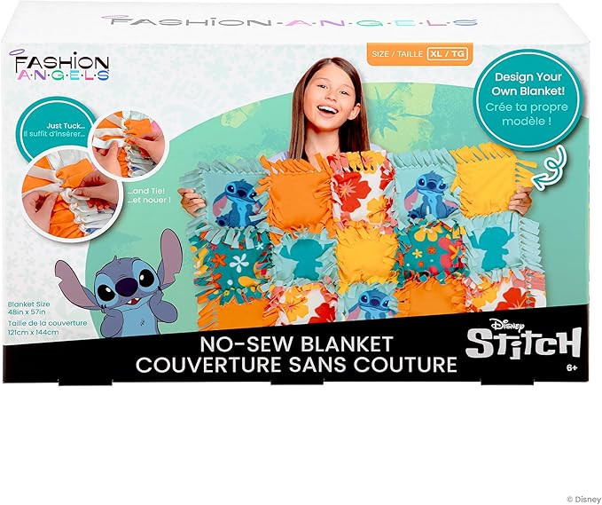 Fashion Angels Disney Stitch No-Sew Blanket Kit, Set Includes Assorted Polar Fleece Blanket Squar... | Amazon (US)