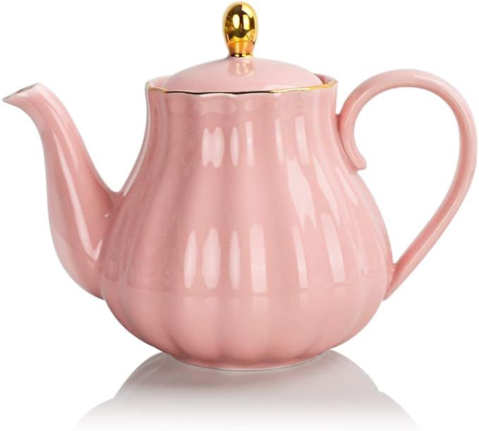 Sweejar Royal Teapot, Ceramic Tea Pot with Removable Stainless Steel Infuser, Blooming & Loose Le... | Amazon (US)