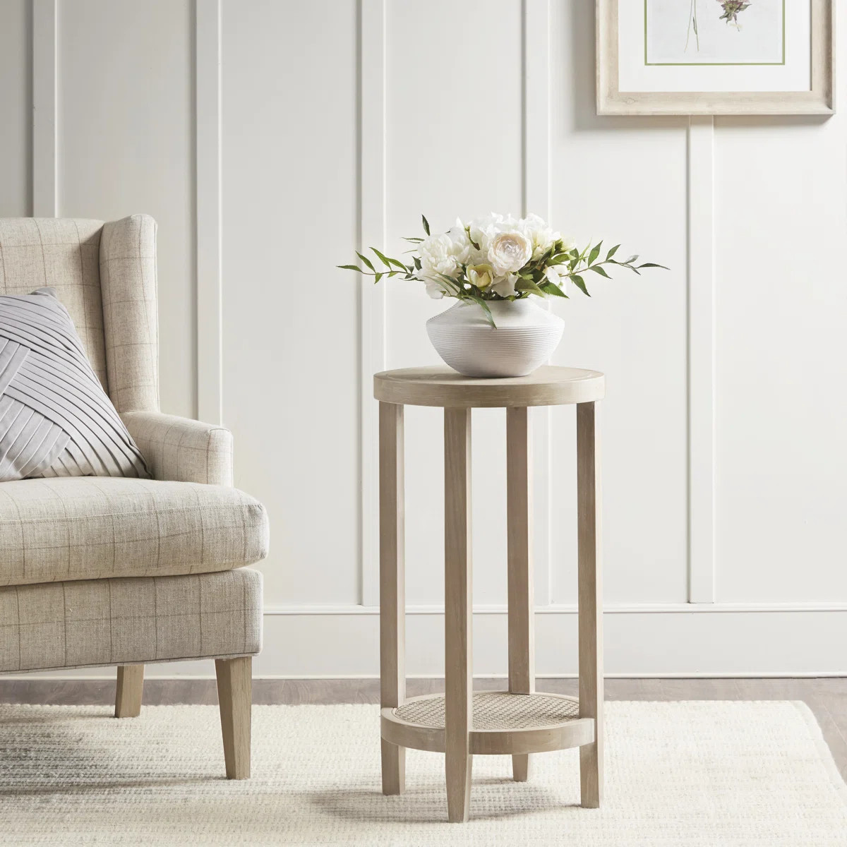 Martha Stewart Harley  Round End Table with Cane Detail | Wayfair North America