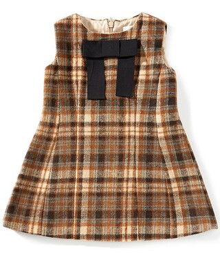 Little Girls Plaid Bow A-Line Dress | Dillard's