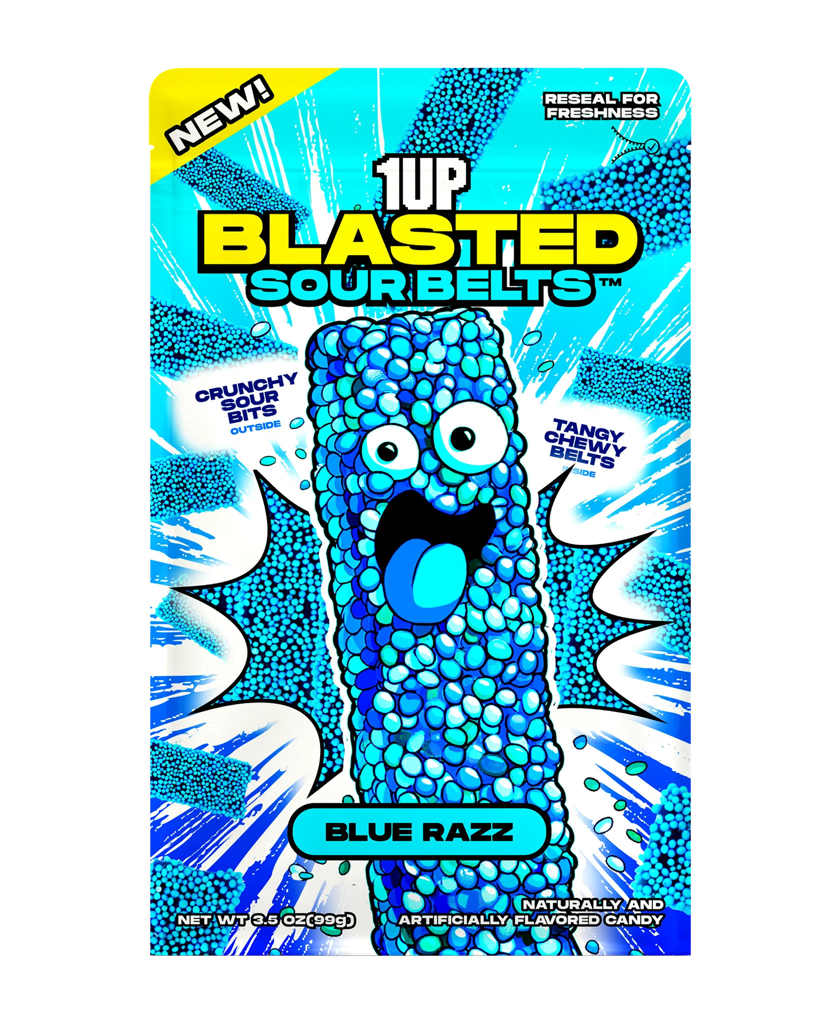 Blue Razz Sour Belts | 1Up Candy