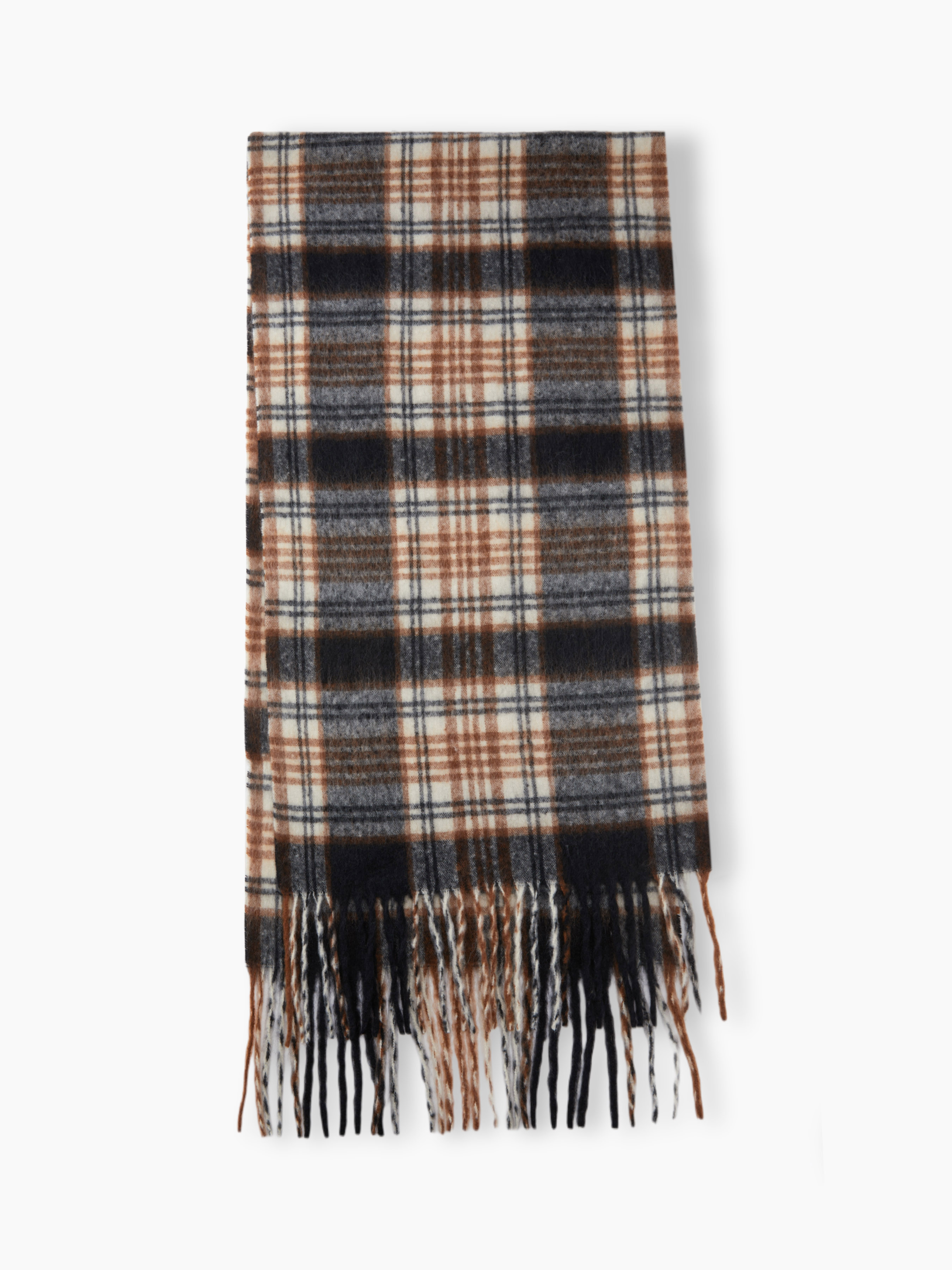 Polyester PLAID TASSEL SCARF For Daily Casual Coffee Shop | Cider