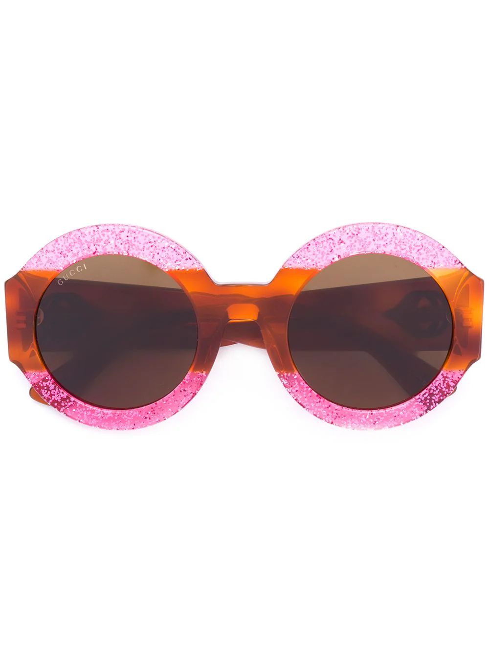 Gucci Eyewear glitter tortoiseshell round sunglasses - Brown | FarFetch US