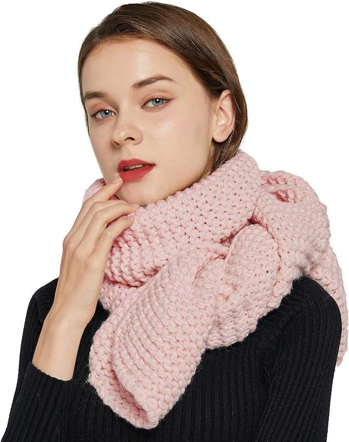 Surblue Winter Chunky Knit Scarf Warm Thick Wrap Pattern Long for Men and Women for Outdoors | Amazon (US)