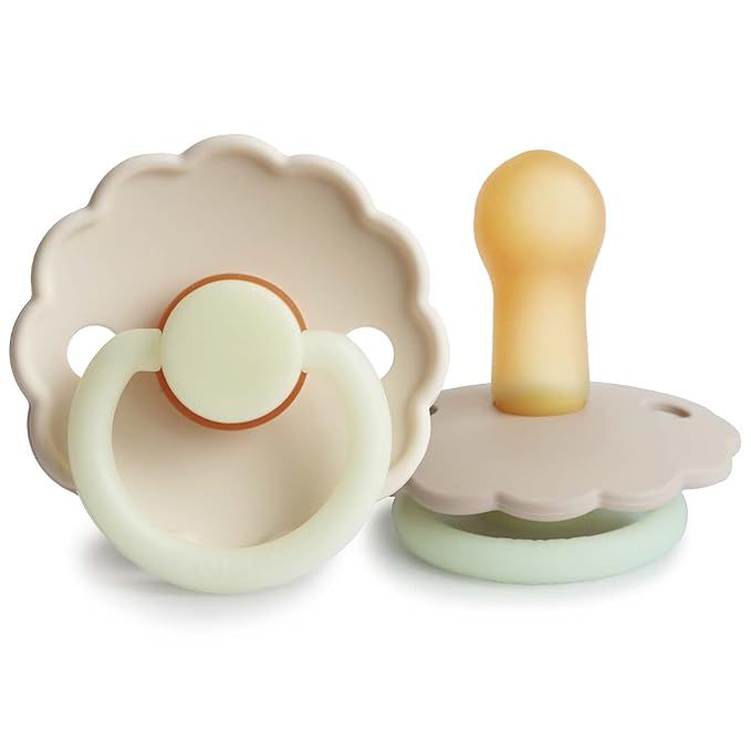 FRIGG Daisy Night Natural Rubber Baby Pacifier | Made in Denmark | BPA-Free (Croissant/Cream, 6-1... | Amazon (US)