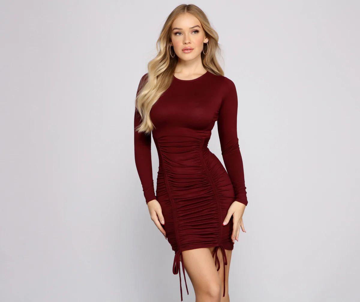 Keepin' Knit Cute Ruched Mini Dress | Windsor Stores