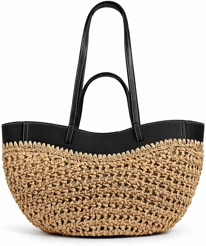 Handwoven Tote Beach Bags for Women Summer-Straw Shoulder Bag Roomy Storage Clutch Purse Boho-Cro... | Amazon (US)