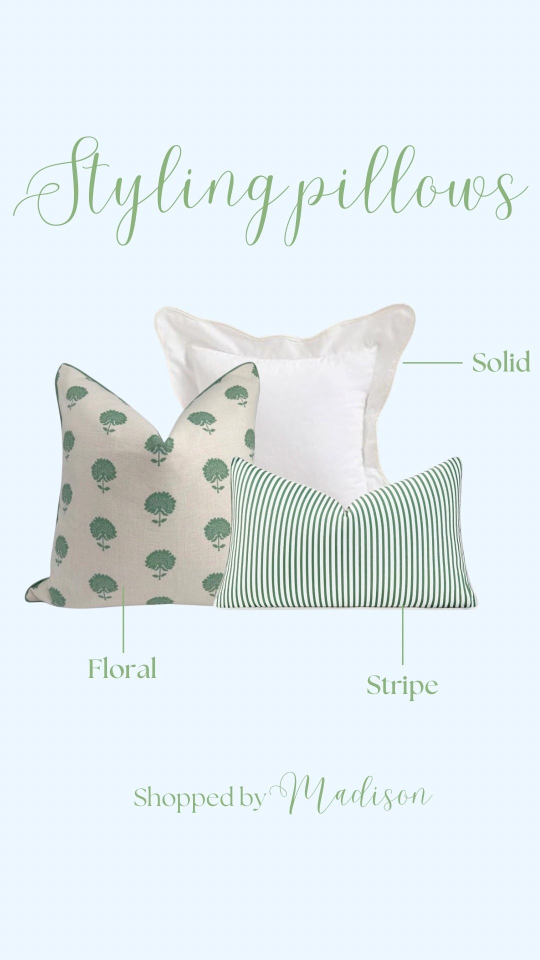 Styling pillows, amazon throw pillows, amazon pillow covers, home design tips, green pillows, green and white decor, living room decor

#LTKHome #LTKFindsUnder50 #LTKStyleTip