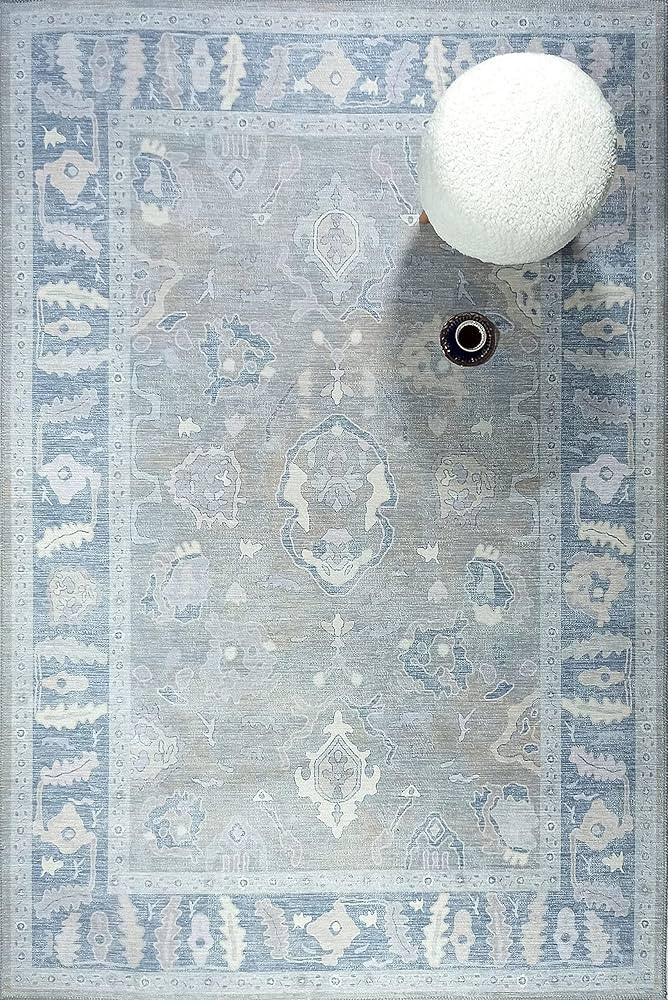 Oushak Gray Modern Rug, Shades of Grey & Distressed Blue Vintage Turkish Pastel Area Rugs, Oriental  | Amazon (US)