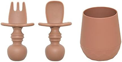 Tooshka Silicone Baby Utensils & Tiny Cup (Terra Cotta) - Bpa Free - Baby Led Weaning - Baby Spoon,  | Amazon (US)