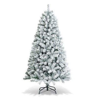 Costway 6/7.5/9 ft Snow Flocked Hinged Artificial Christmas Tree Unlit Metal | Target