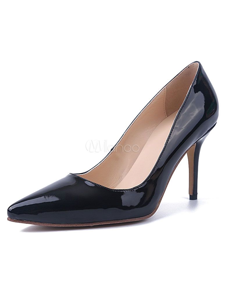 Black Patent Leather Pointy Toe Shoes for Women | Milanoo