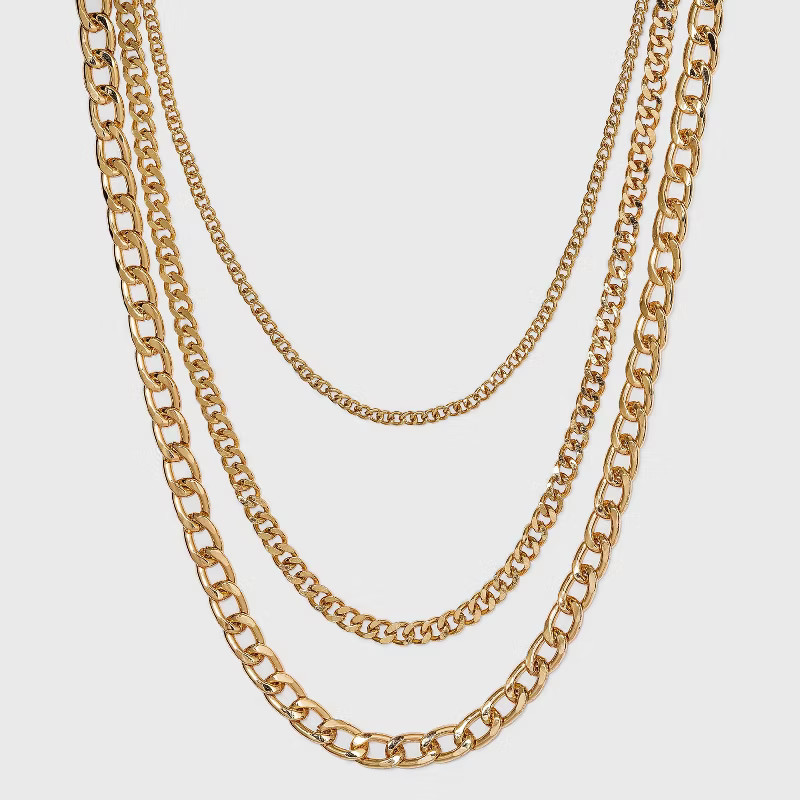 16" Layered Curb Chain Necklace - A New Day™ Gold | Target