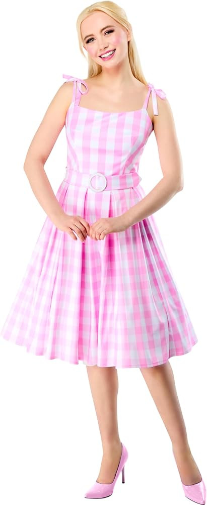 Rubies Barbie Perfect Day Costume Dress in Pink from the Barbie Movie, with Belt and Hair Bow For... | Amazon (US)