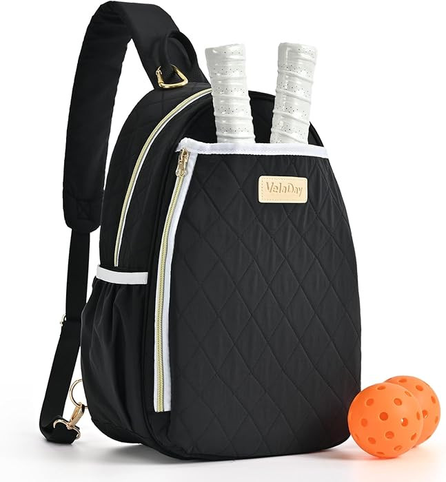 Pickleball Bag for Women, Quilted Stylish Sling Bag, Adjustable Shoulder Strap, 2 Storage Compart... | Amazon (US)