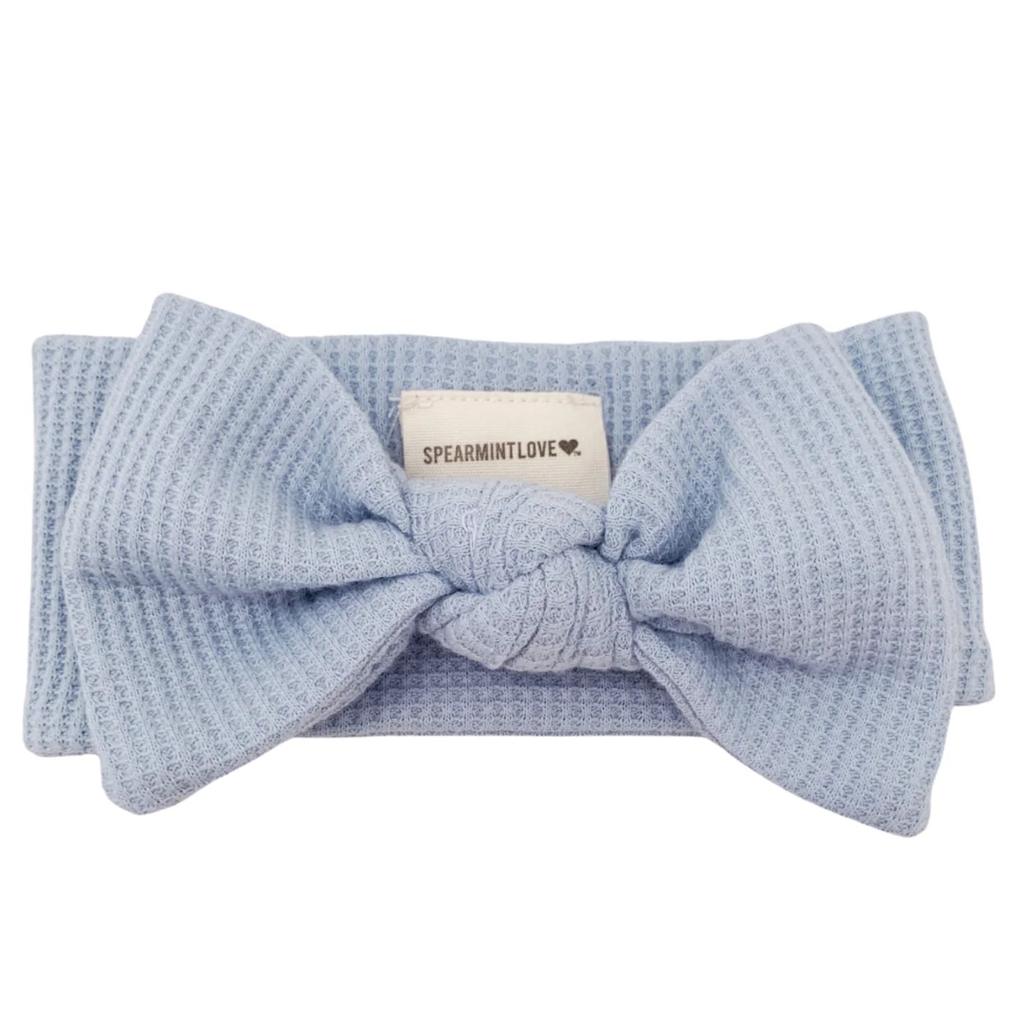 Organic Waffle Knot Bow, Baby Blue | SpearmintLOVE