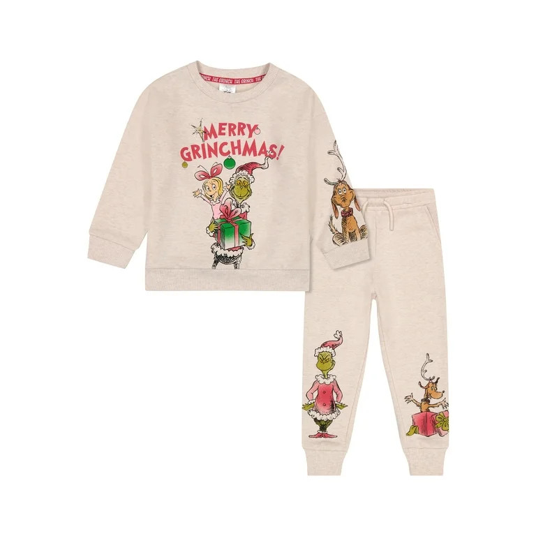 The Grinch Toddler Fleece "Merry Grinchmas" 2 Piece Set, Beige, Sizes 2T - 5T | Walmart (US)