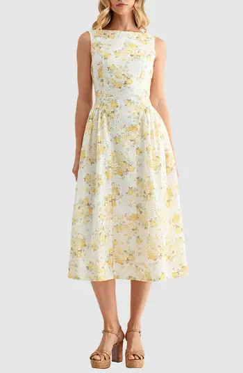 Floral Eyelet Fit & Flare Midi Dress | Nordstrom