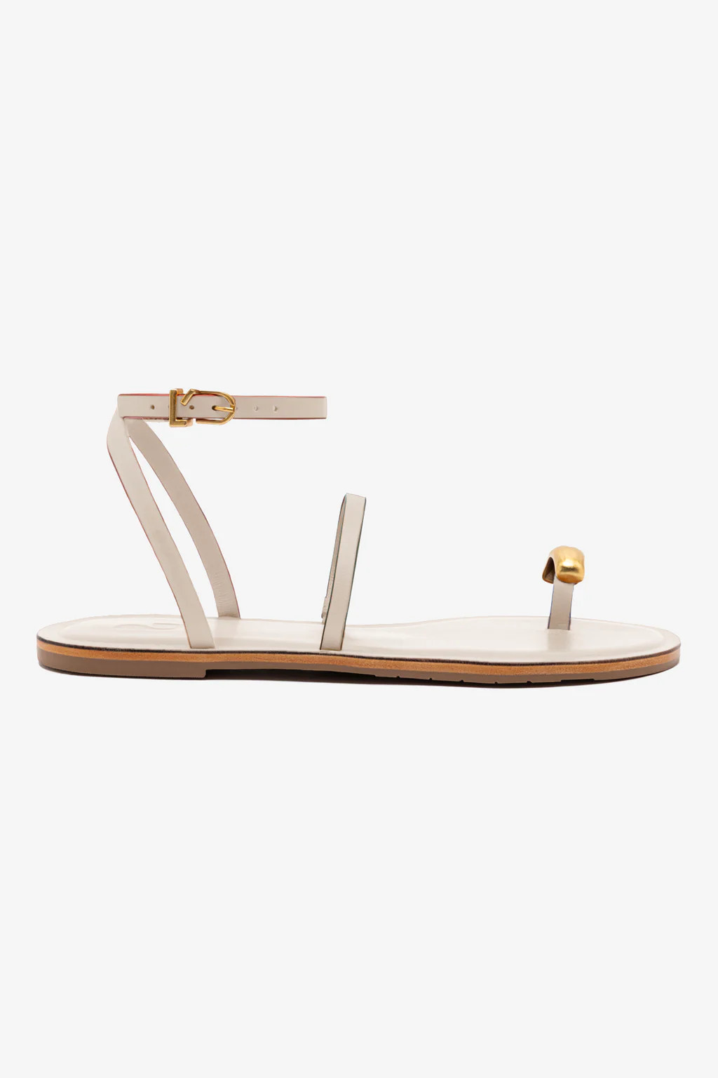 Biarritz Flat Sandal In Ivory Leather | Larroude