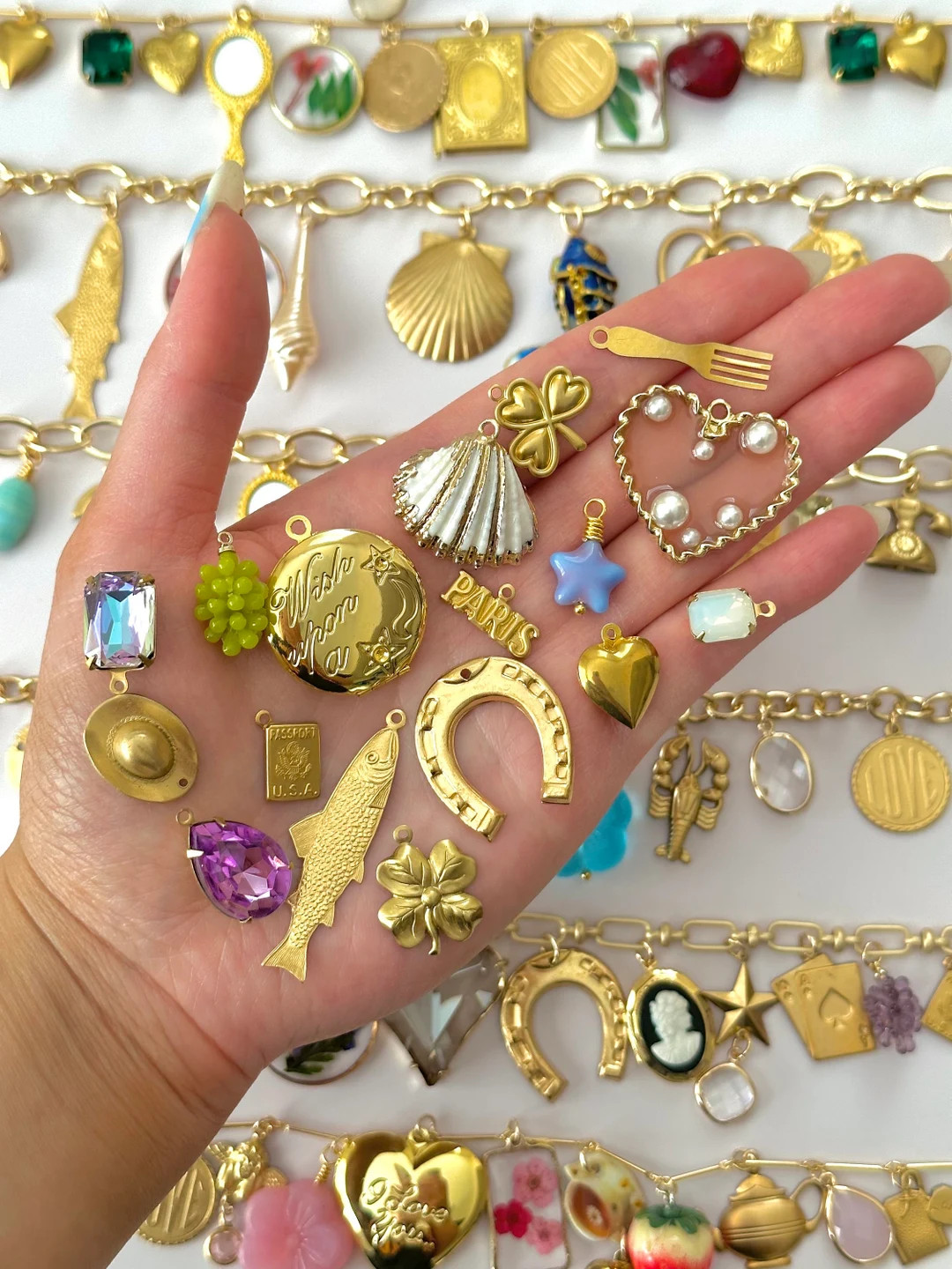 Build Your Own Custom Charm Necklace / Gold Plated and Raw Brass Charm Necklace / Vintage Charm N... | Etsy (US)