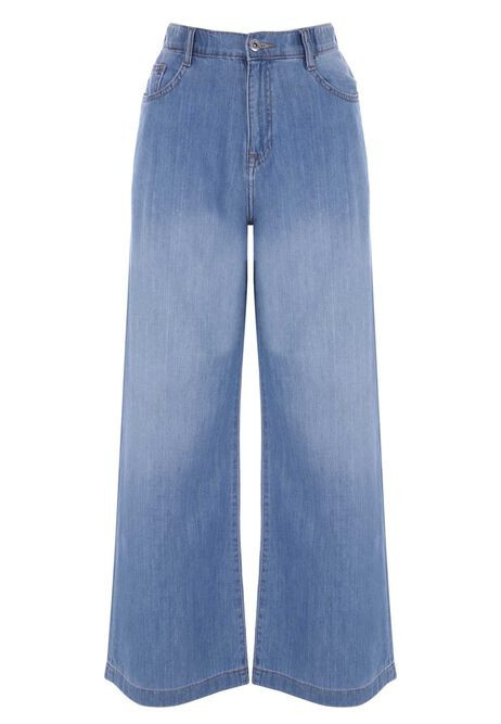 Womens Light Blue Wide Leg Palazzo Jeans | Peacocks
